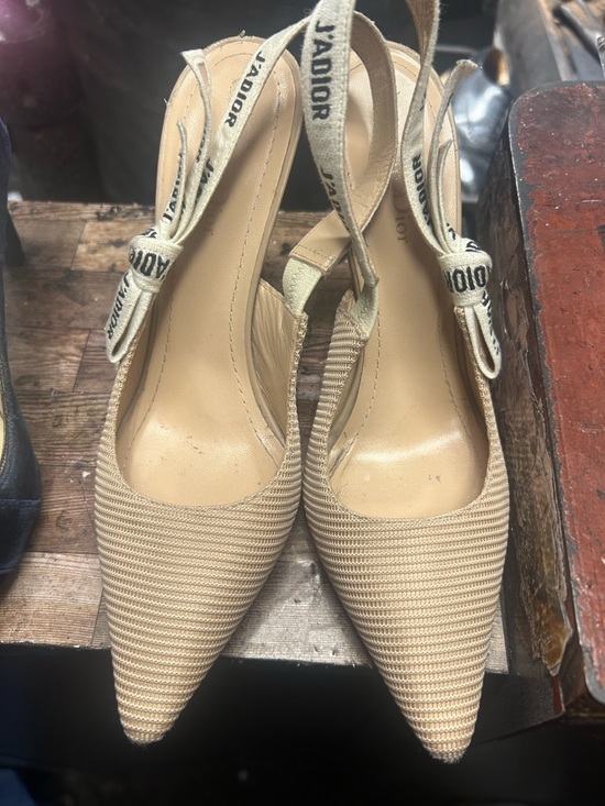Dior Shoes - Dior J'Adior Beige Textured Slingback Heels